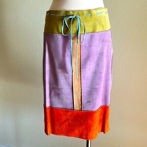 illia vintage multi color suede skirt.